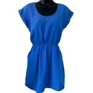 Silky flowy dress royal blue ruched Candies satin soft